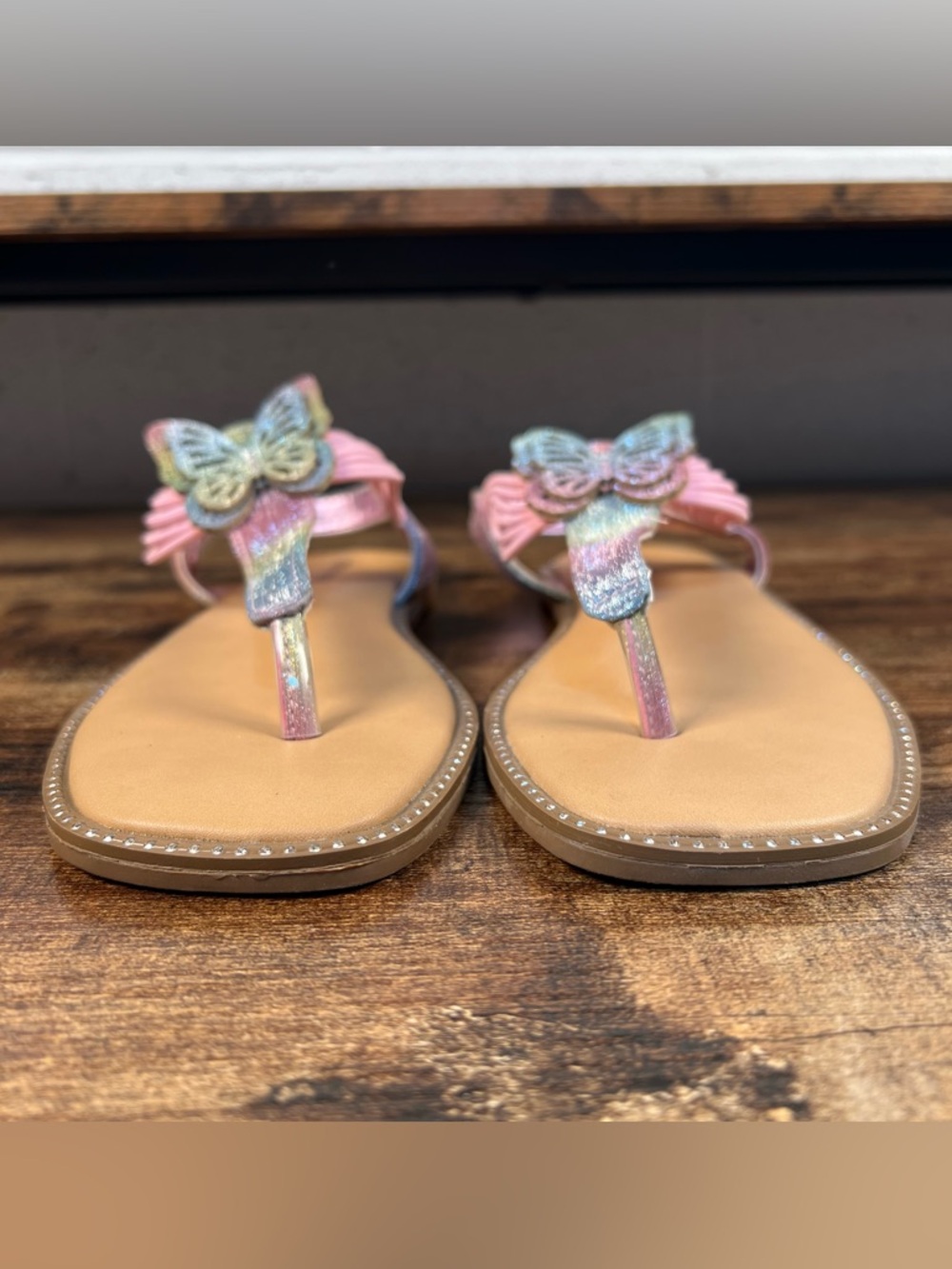 Steve Madden Sandals Butterfly Rainbow Sparkle JCaptive Thong Toe Sling Back 5 - Picture 4 of 10